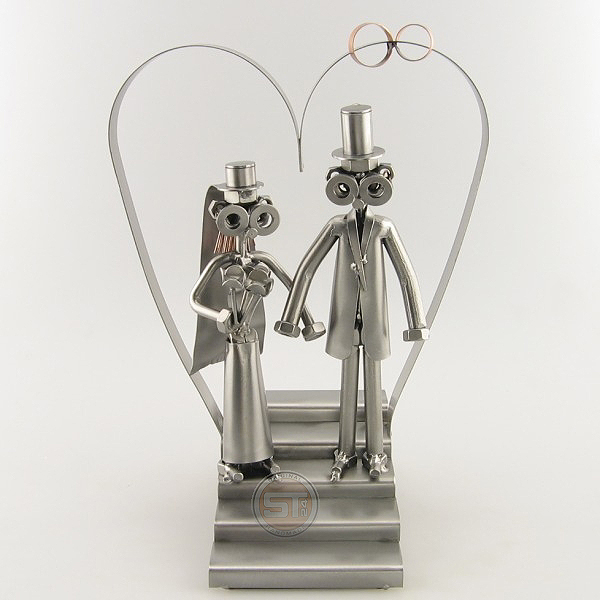 Steelman Bride and Groom walking down the aisle metal art figurine