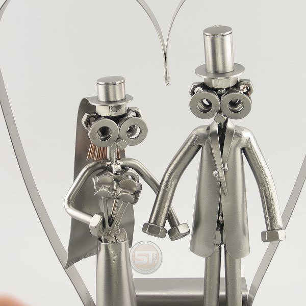 Steelman Bride and Groom walking down the aisle metal art figurine