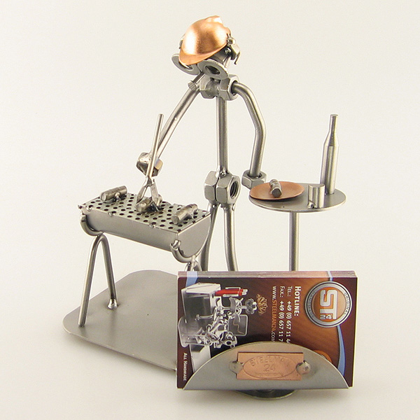 Steelman grilling barbecue metal art figurine with a Business Card Holder