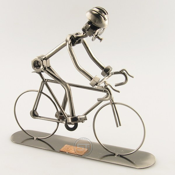 Steelman on a Racing Bike metal art figurine