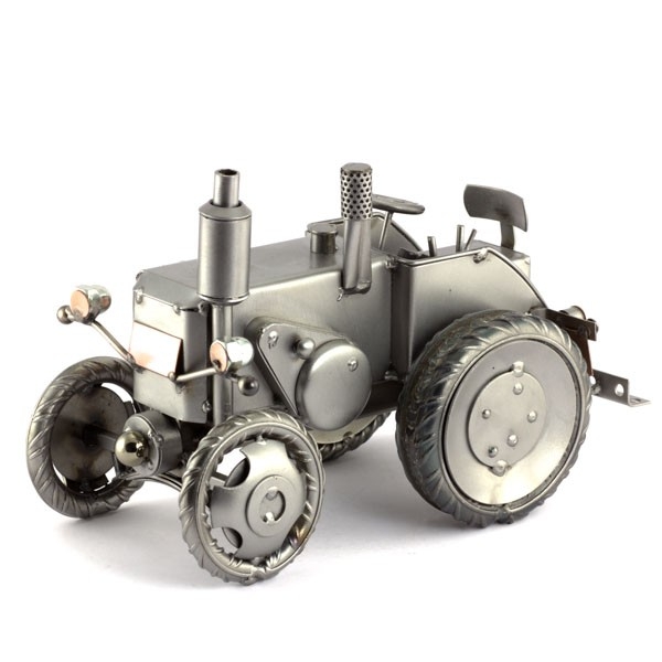 Bulldog Tractor metal art figurine