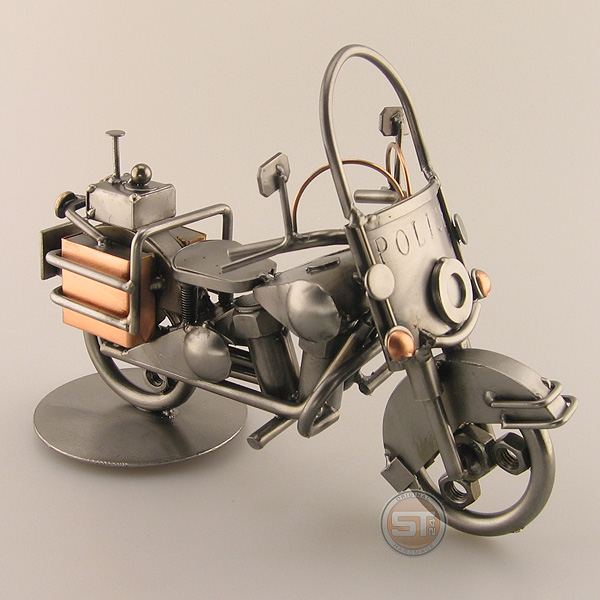 Police Motorcycle metal art figurine