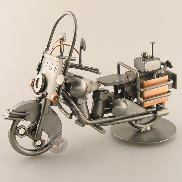 Police Motorcycle metal art figurine