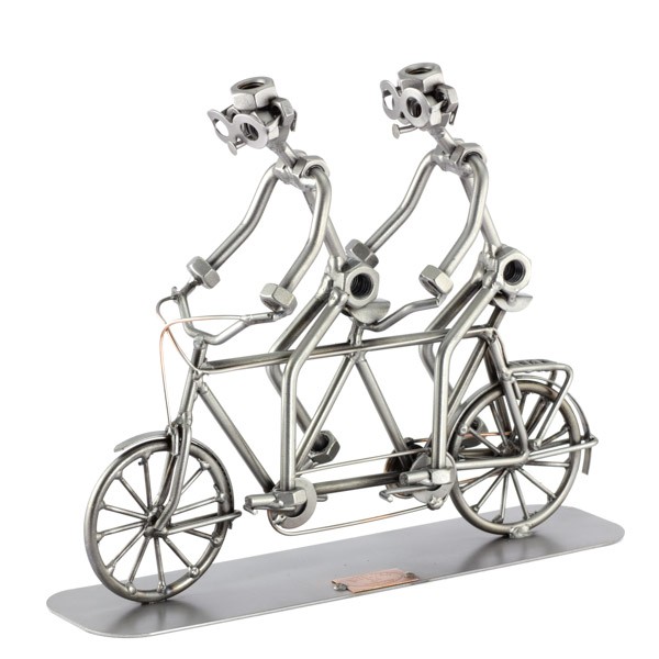 Two Steelman in a Tandem Bike metal art figurine