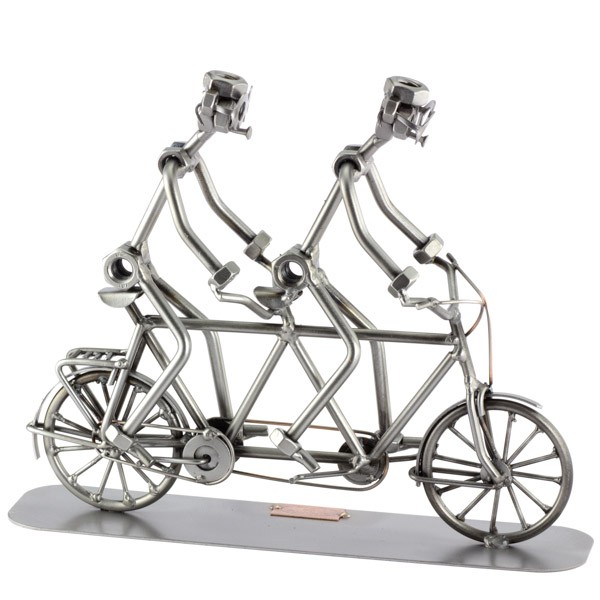 Two Steelman in a Tandem Bike metal art figurine