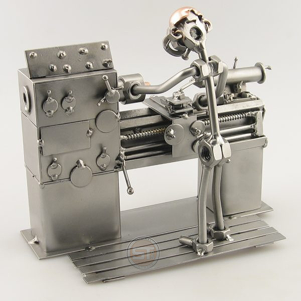 Steelman Lathe Operator metal art figurine