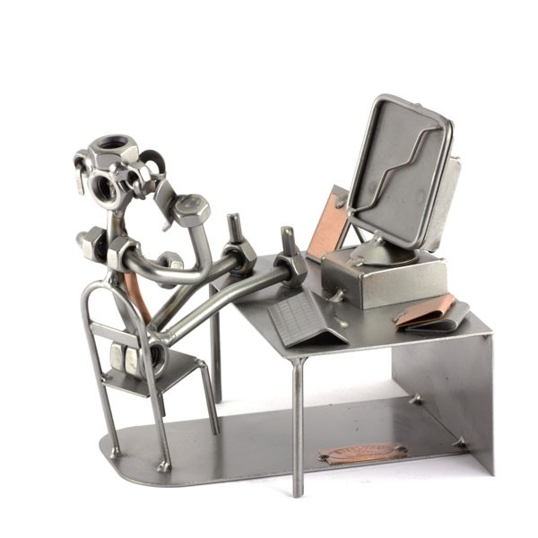 Steelman Office worker on a Break metal art figurine