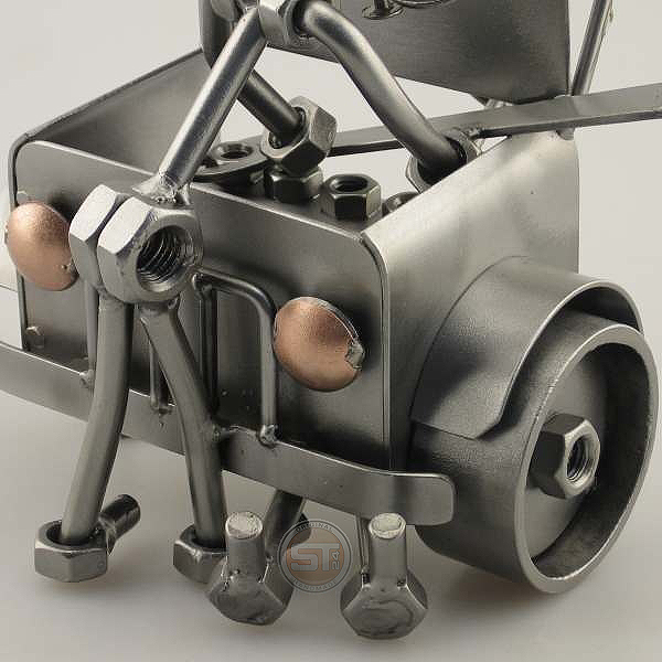 Steelman Mechanic fixing under a hood of a car metal art figurine