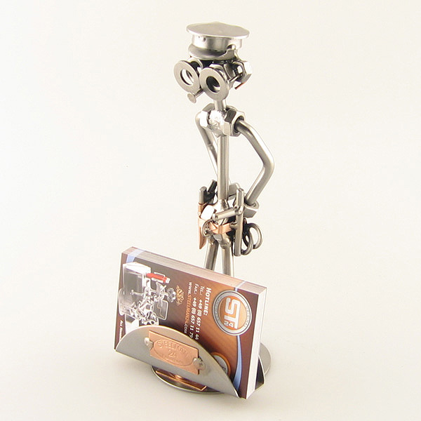 Steelman Policeman metal art figurine with a Business Card Holder