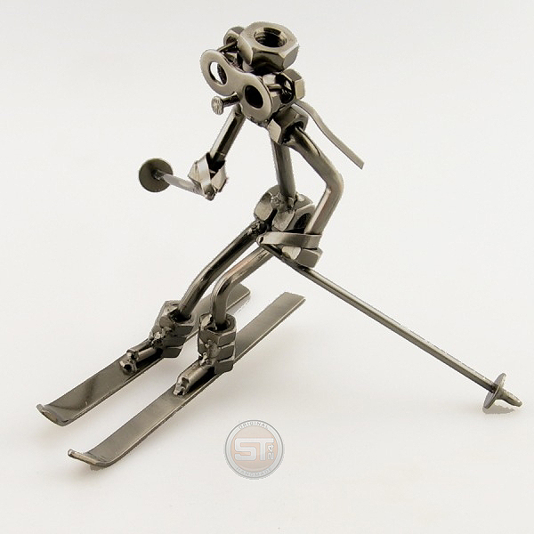 Steelman Downhill Skier metal art figurine