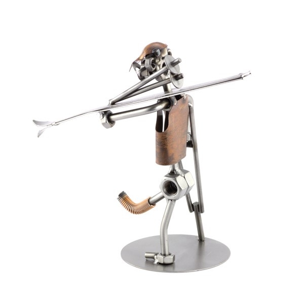 Steelman Skier on Crutches metal art figurine
