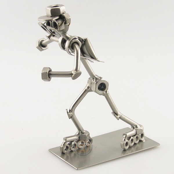 Steelman Rollerblader metal art figurine