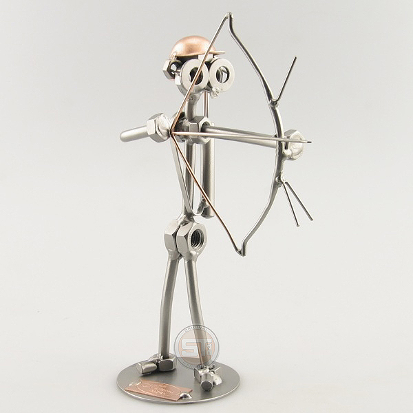 Steelman Archer holding a bow and arrow metal art figurine