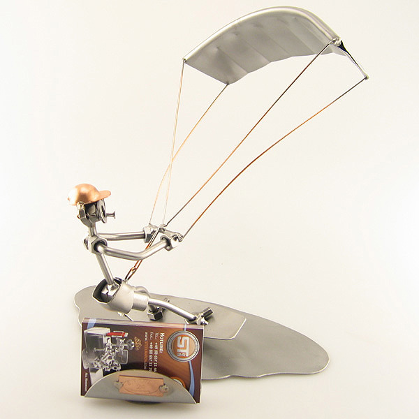 Steelman Kitesurfing metal art figurine with a Business Card Holderine