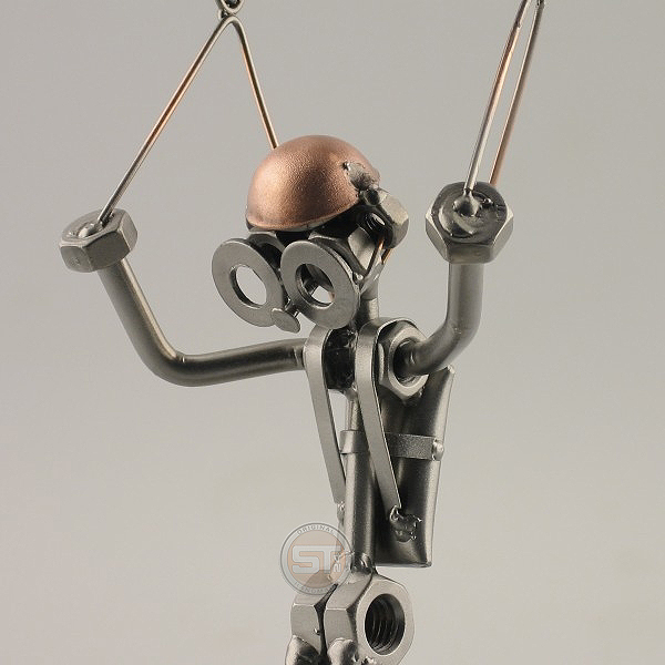 Steelman Sky Diver with his parachute metal art figurine