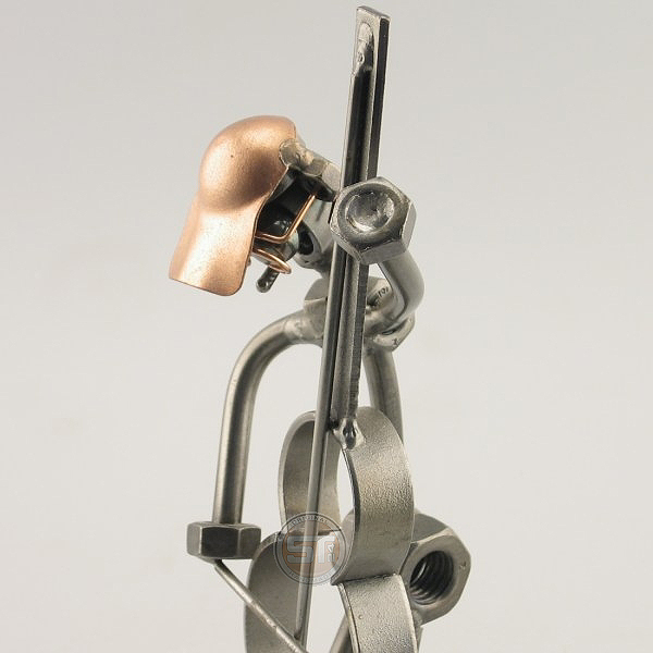 Steelman playing his Upright Double Bass metal art figurine