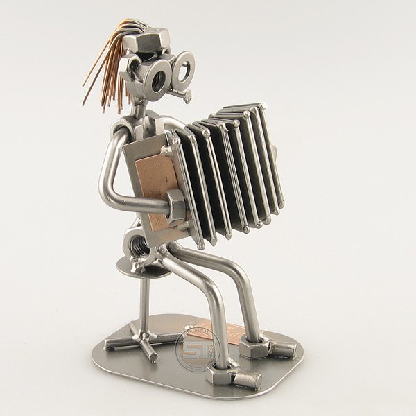 Steelman Accordion Player metal art figurine