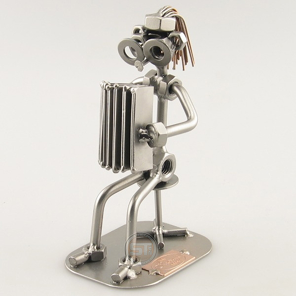 Steelman Accordion Player metal art figurine