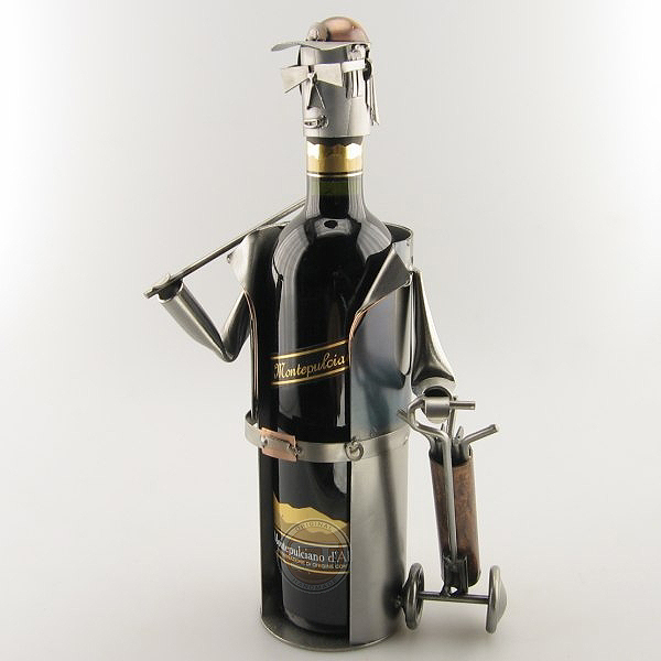 Golfplayer Wine Bottle Holder metal art