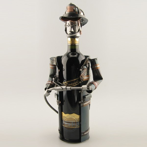 Fireman Wine Bottle Holder metal art