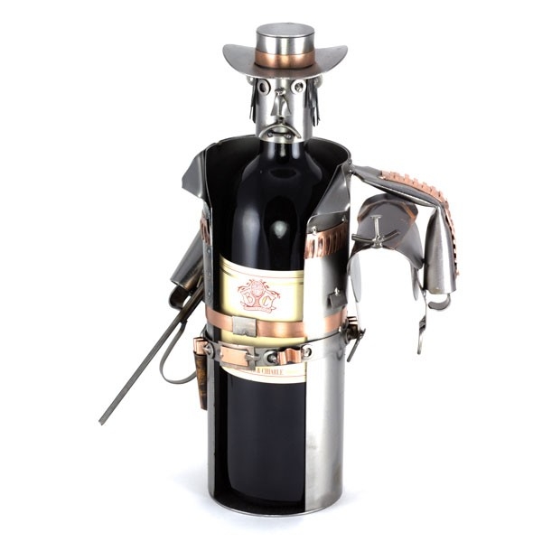 Cowboy with Saddle Wine Bottle Holder metal art