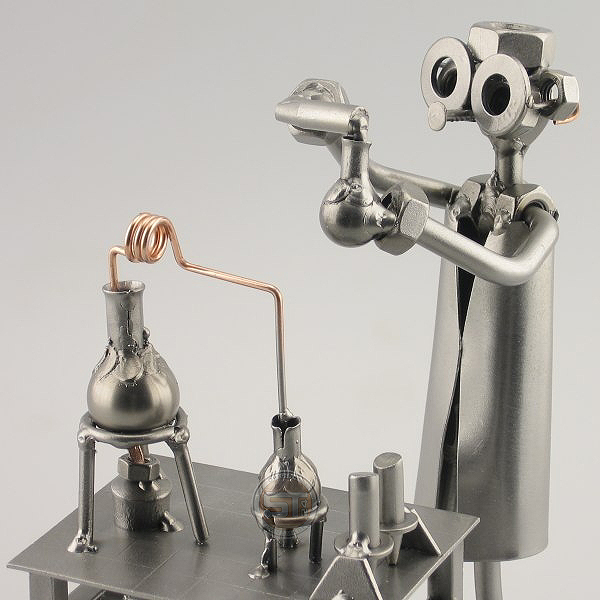 Steelman Chemist in his lab station metal art figurine