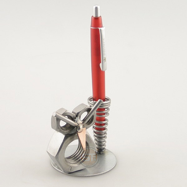 Owl metal art figurine with a Pen Holder