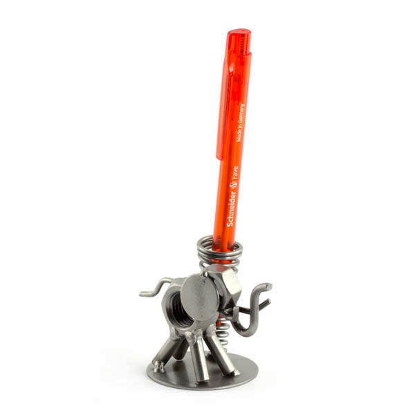 Elephant metal art figurine with a Pen Holder