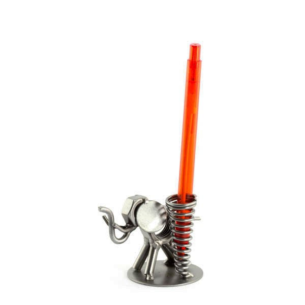 Elephant metal art figurine with a Pen Holder