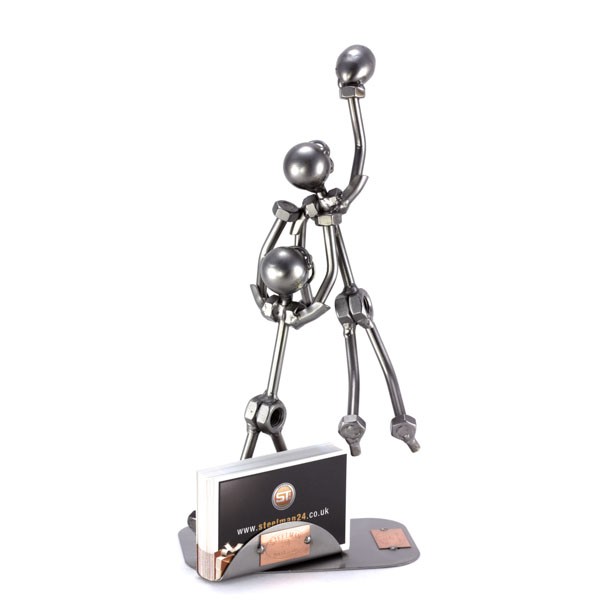 Steelman Football Receiver metal art figurine with a Business Card Holder