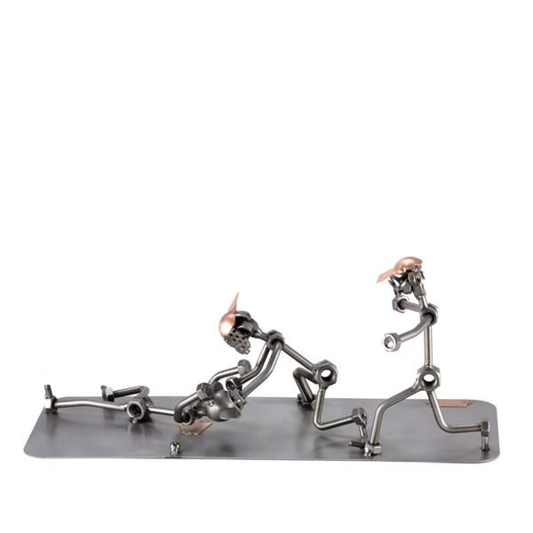 Two Steelman in Baseball Home Run metal art figurine