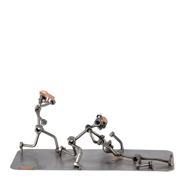 Two Steelman in Baseball Home Run metal art figurine