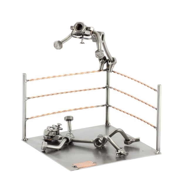 Two Steelman in a Wrestling match metal art figurine