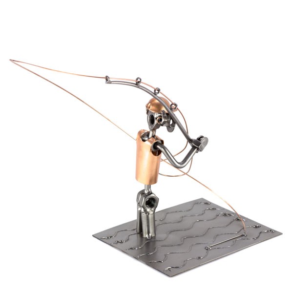 Steelman Fly Fishing metal art figurine