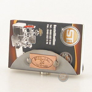 Business Card Holder Magnet with an engraved Steelman24 logo