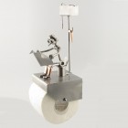 Bathroom Tissue Dispenser with a Steelman in a Shed at the top metal art figurine