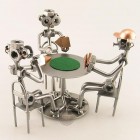 Two Steelman in a Checkers match metal art figurine