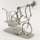 Steelman Bicycle Racing metal art figurine with a Business Card Holder