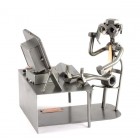 Steelman on an Office Break metal art figurine with a Business Card Holder