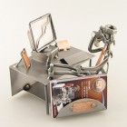 Steelman on his Computer Desk metal art figurine with a Desk Organiser