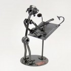 Steelman Astronomer peering through his telescope metal art figurine