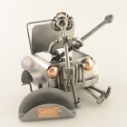 Steelman Mechanic fixing under a hood of a car metal art figurine with a Desk Organiser