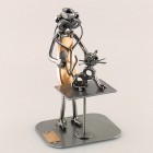 Steelgirl Pet Groomer grooming a dog metal art figurine