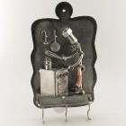 Steelman Cook frying metal art figurine with a Paper Towel Holder