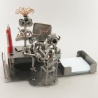 Steelman on an Office Break metal art figurine with a Desk Organizer