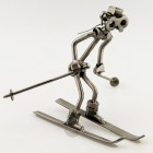 Steelman Skier on Crutches metal art figurine