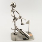 Two Steelman in a Golf Cart metal art figurine