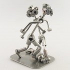 Two Steelman in a basketball match metal art figurine