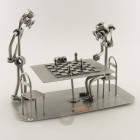 Two Steelman in a Checkers match metal art figurine