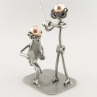 Two Steelman in a Lacrosse match metal art figurine
